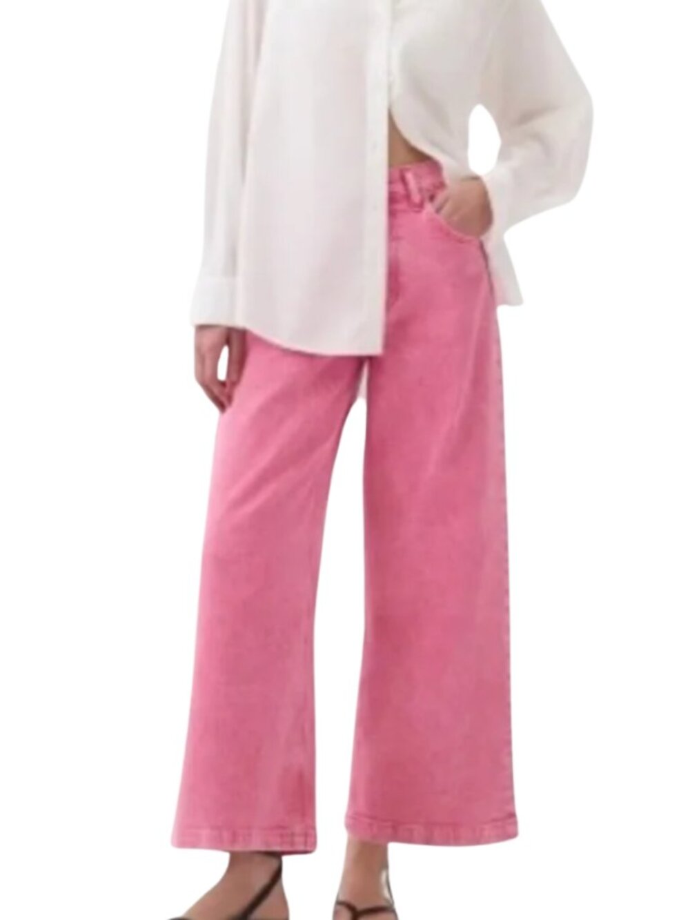 GAP high rise stride pink ankle jeans